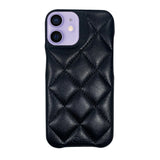iPhone12/12Pro キルティングPU レザーケース ロゴ ブラック