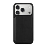 iPhone17Pro カード収納付きバックフリップ手帳型 カード収納ケース ロゴ ブラック