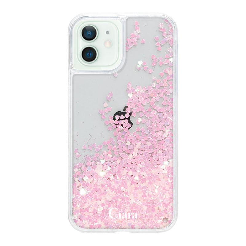 iPhoneケース グリッター オイルクリアケース ロゴ