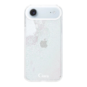 iPhoneAir グリッター オイルクリアケース ロゴ ホワイト