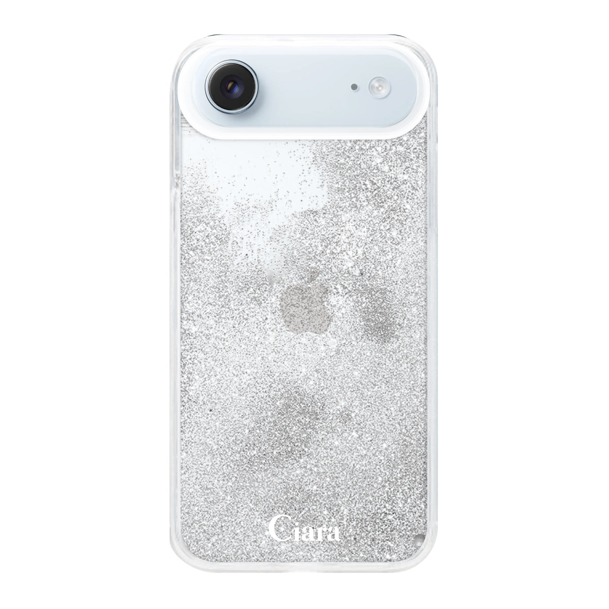 iPhoneAir グリッター オイルクリアケース ロゴ シルバー