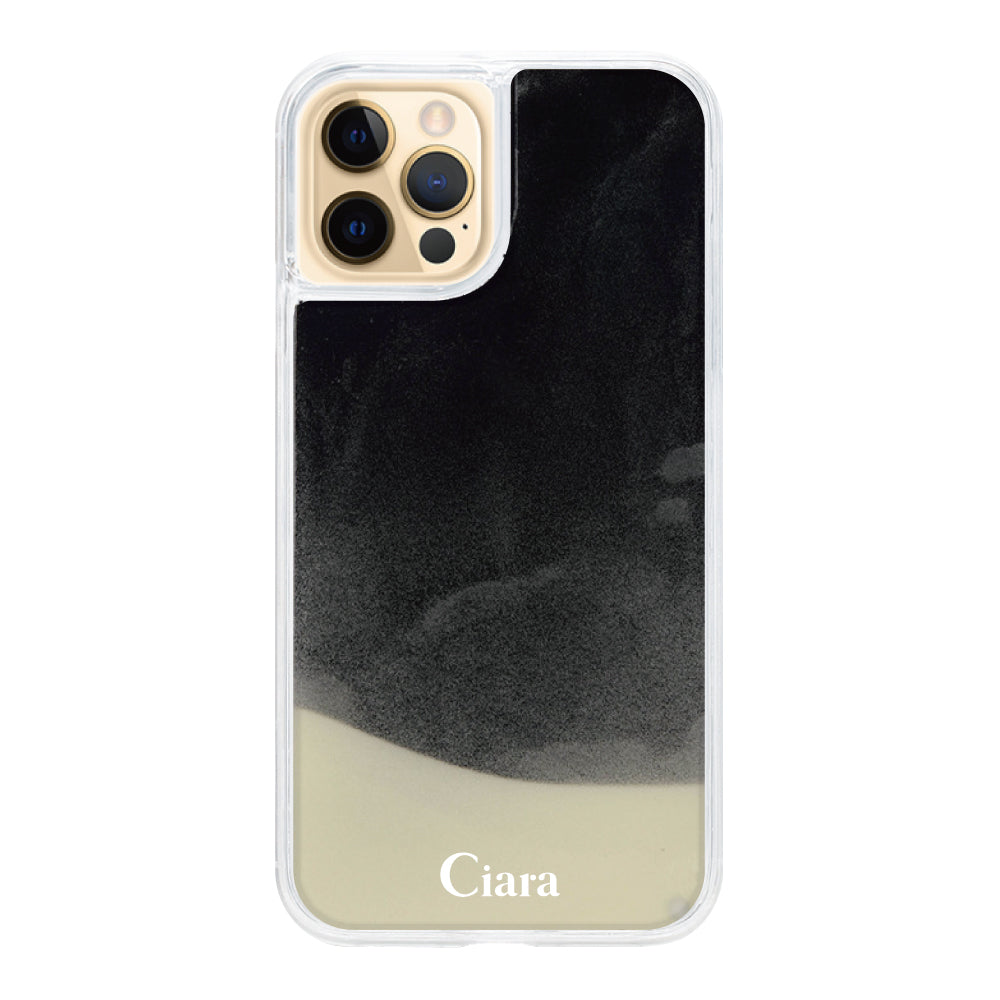 iPhone11ProMaxケース ネオンサンド オイルケース ロゴ ホワイト/ブラック