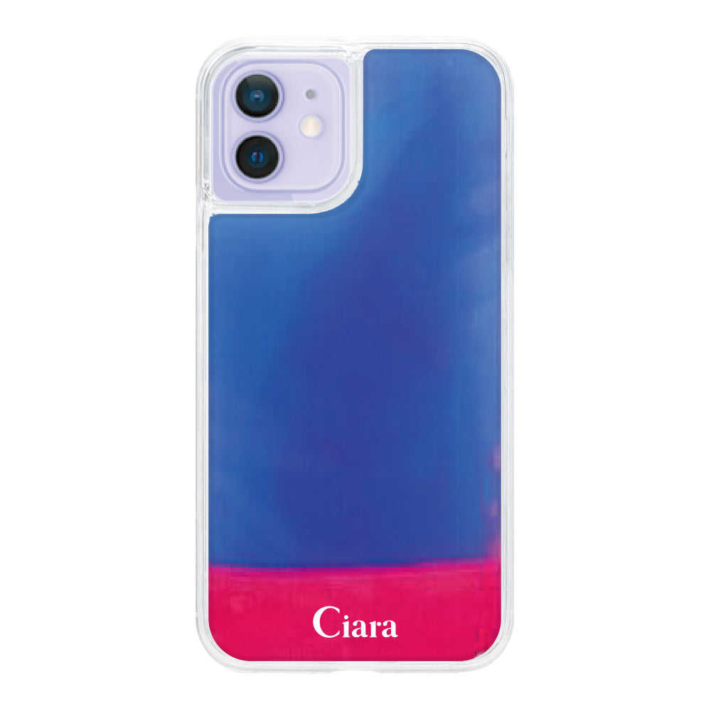iPhone12/12Proケース ネオンサンド オイルケース ロゴ ピンク/ブルー