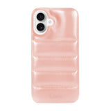 iPhone16 ステッチPUレザー レザーケース ロゴ ピンク