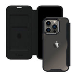 iPhoneケース PUレザーフリップクリア 手帳型カード収納ケース ロゴ