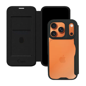 iPhoneケース PUレザーフリップクリア 手帳型カード収納ケース ロゴ