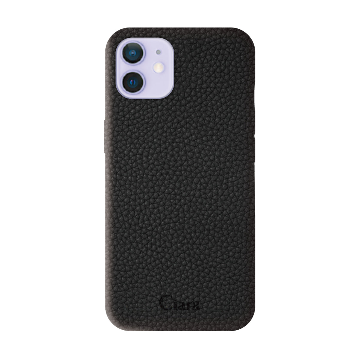 iPhone12/12Pro ペブルグレインPUレザー ロゴ ブラック