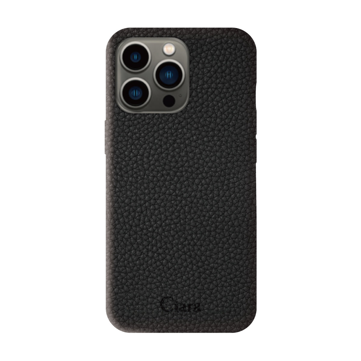 iPhone13Pro ペブルグレインPUレザー ロゴ ブラック