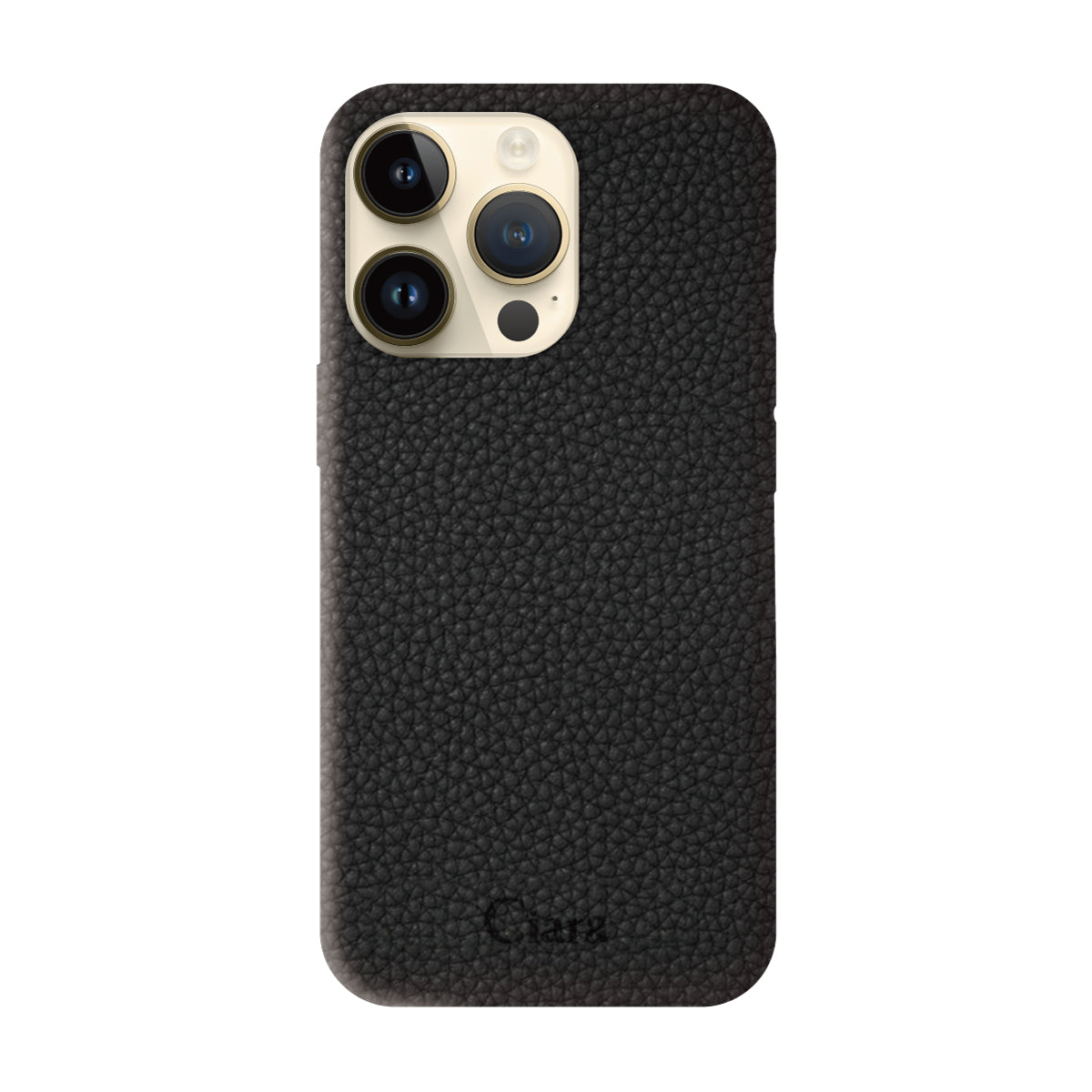 iPhone14Pro ペブルグレインPUレザー ロゴ ブラック