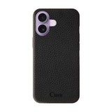 iPhone17 ペブルグレインPUレザー ロゴ ブラック