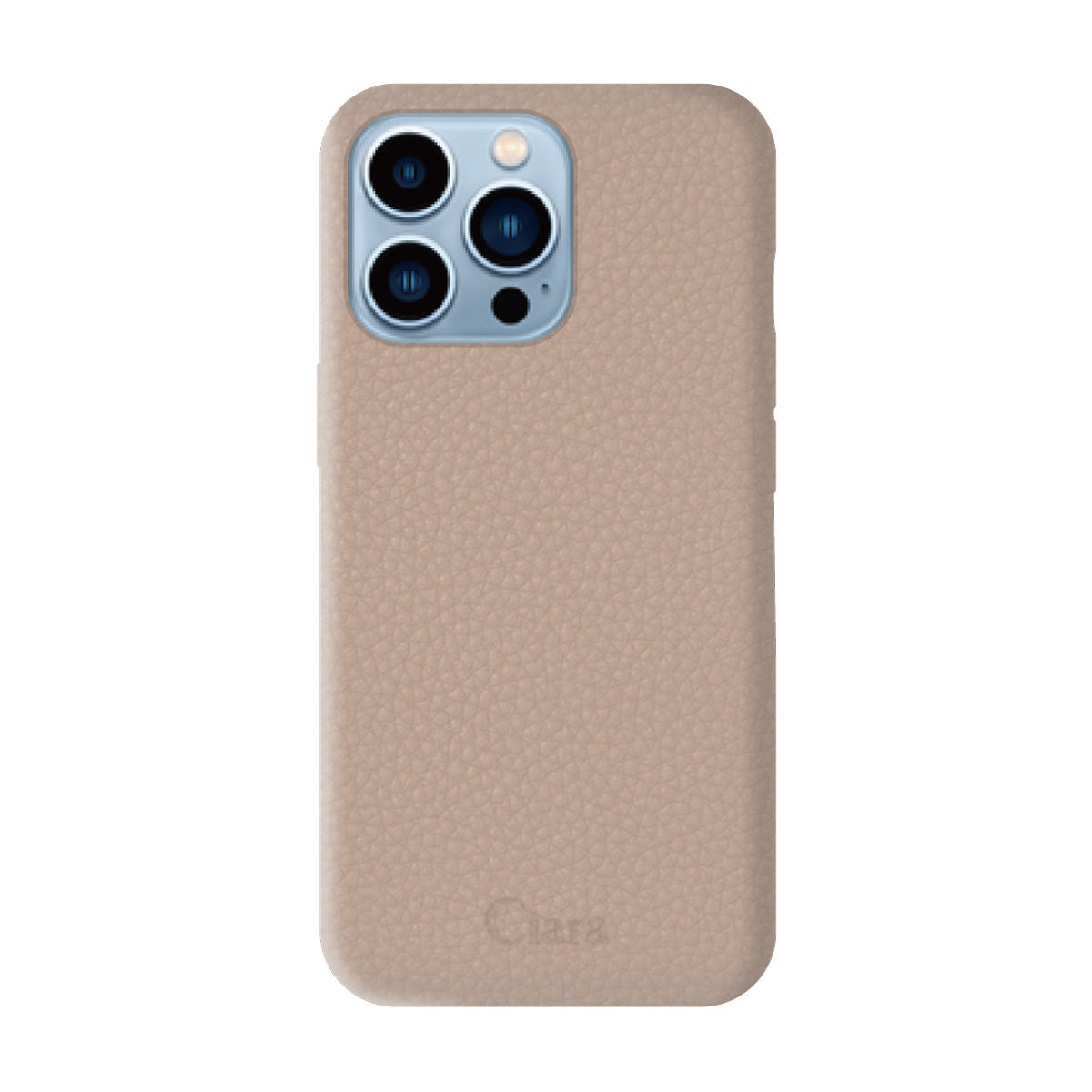 iPhone13ProMax ペブルグレインPUレザー ロゴ ベージュ