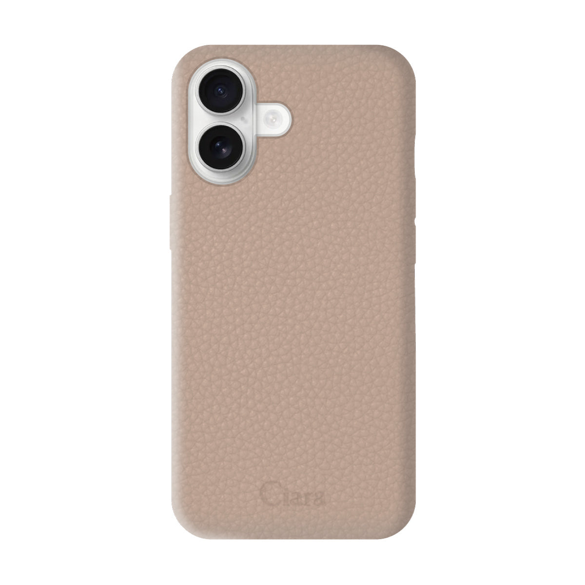 iPhone16 ペブルグレインPUレザー ロゴ ベージュ