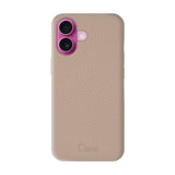 iPhone16Plus ペブルグレインPUレザー ロゴ ベージュ