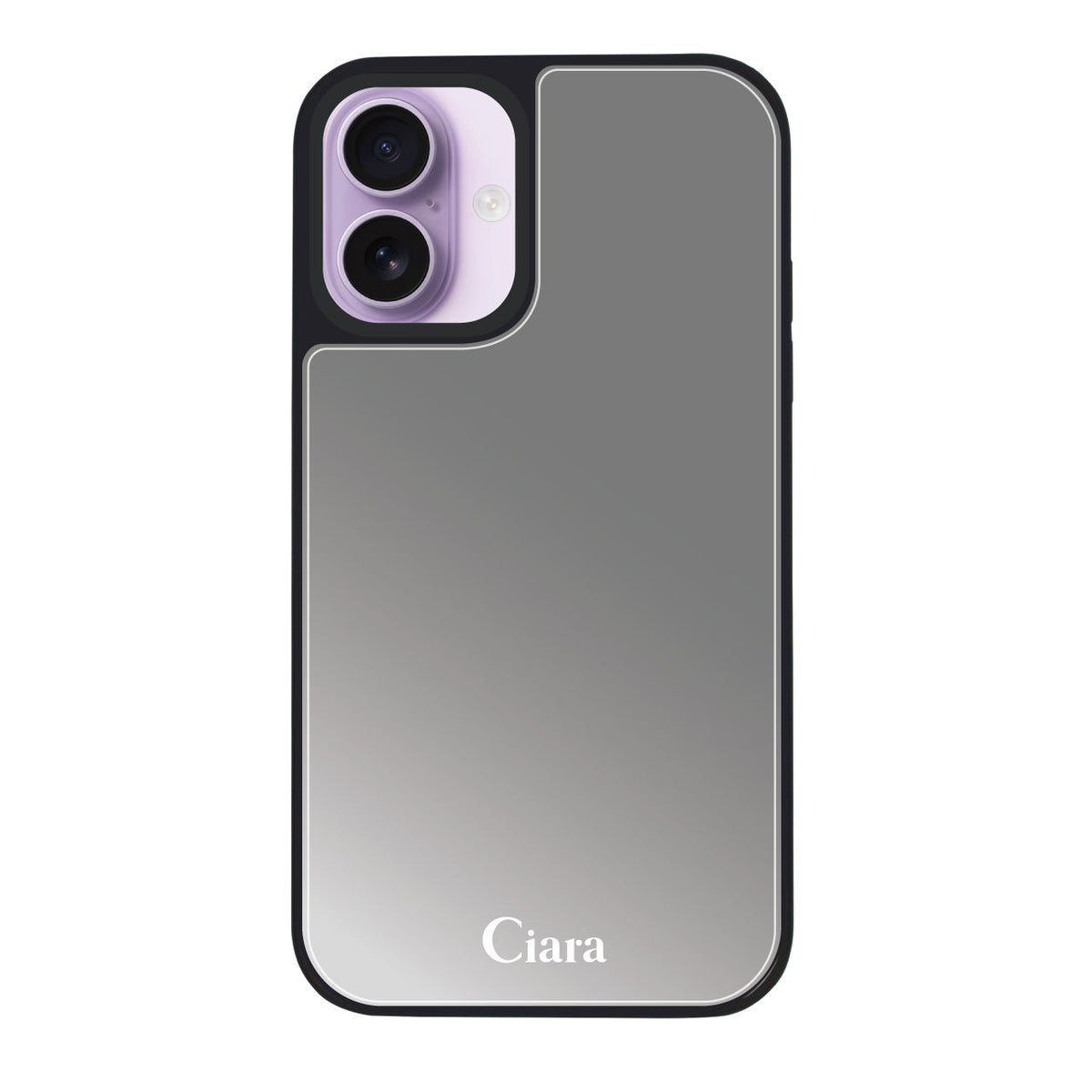 iPhone17 ミラーバンパー ミラー付きケース ロゴ シルバー