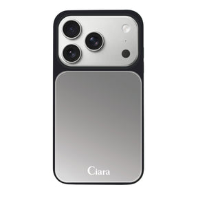 iPhone17Pro ミラーバンパー ミラー付きケース ロゴ シルバー