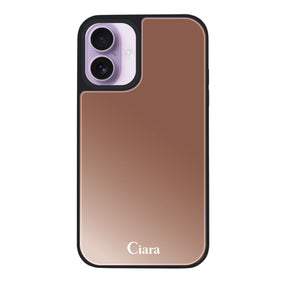 iPhone17 ミラーバンパー ミラー付きケース ロゴ ピンクゴールド