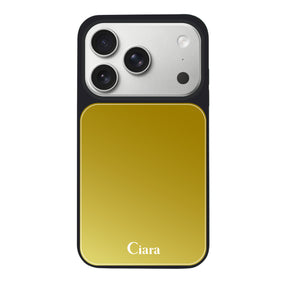 iPhone17Pro ミラーバンパー ミラー付きケース ロゴ ゴールド