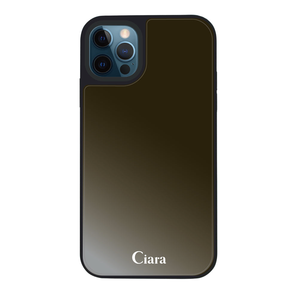 iPhone12ProMaxケース ミラーバンパー ミラー付きケース ロゴ ブラック