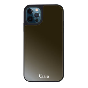 iPhone12ProMaxケース ミラーバンパー ミラー付きケース ロゴ ブラック