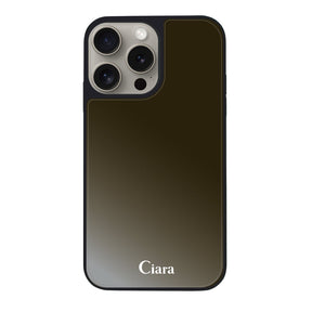 iPhone15Proケース ミラーバンパー ミラー付きケース ロゴ ブラック
