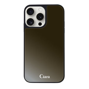 iPhone15ProMaxケース ミラーバンパー ミラー付きケース ロゴ ブラック