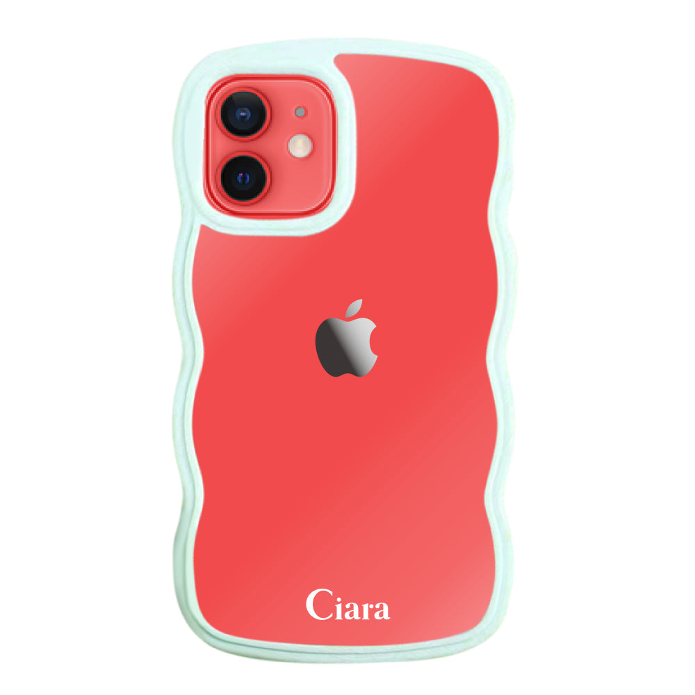 iPhone11ケース ウェーブフレーム クリアケース ロゴ ブルー