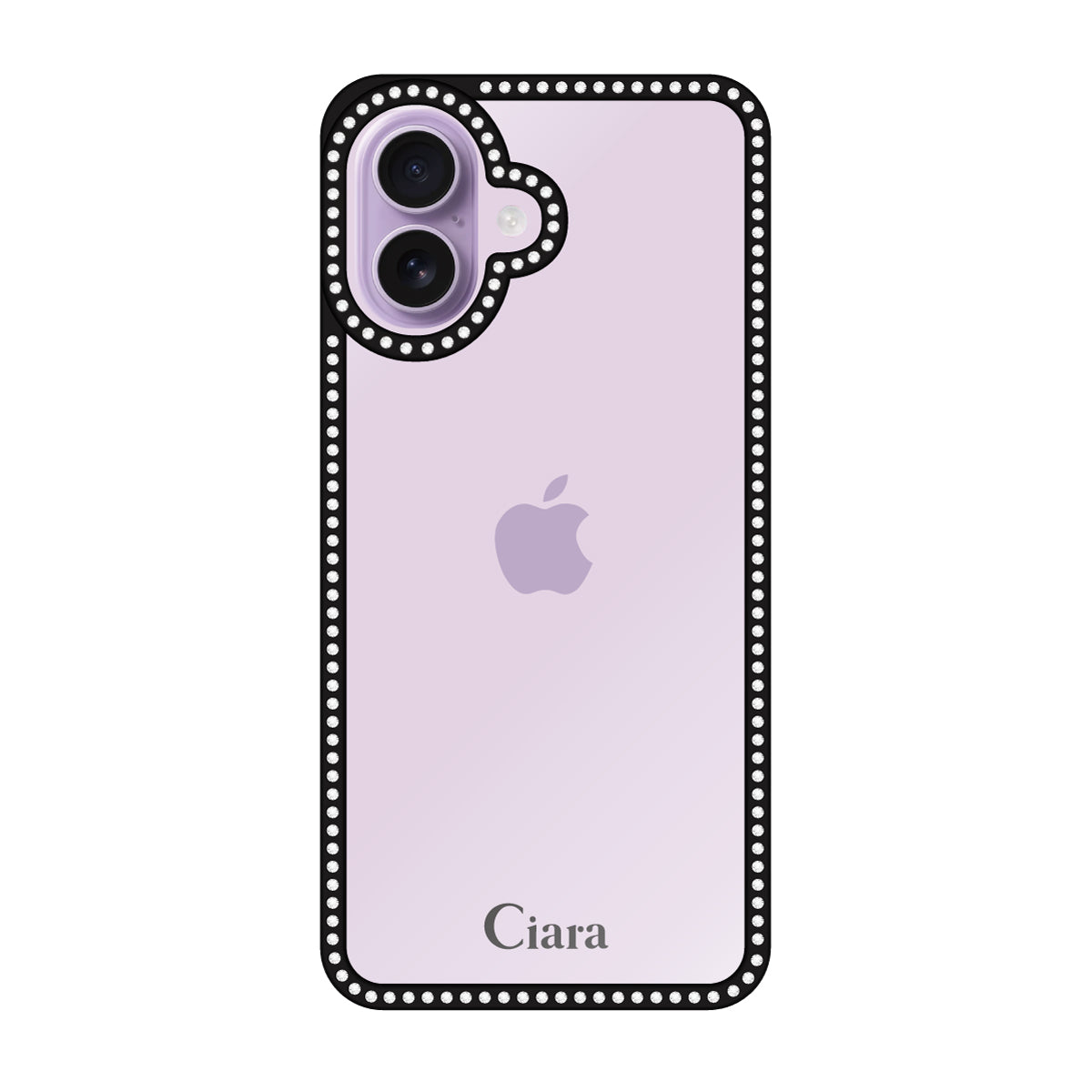 iPhone17 ラインストーンフレームクリア クリア ラインストーンフレームケース ロゴ ブラック