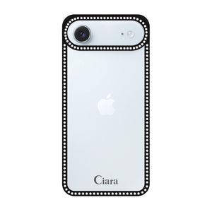 iPhoneケース ラインストーンフレーム クリアケース ロゴ