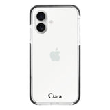 iPhone16 クッションバンパー 耐衝撃クリアケース ロゴ ブラック