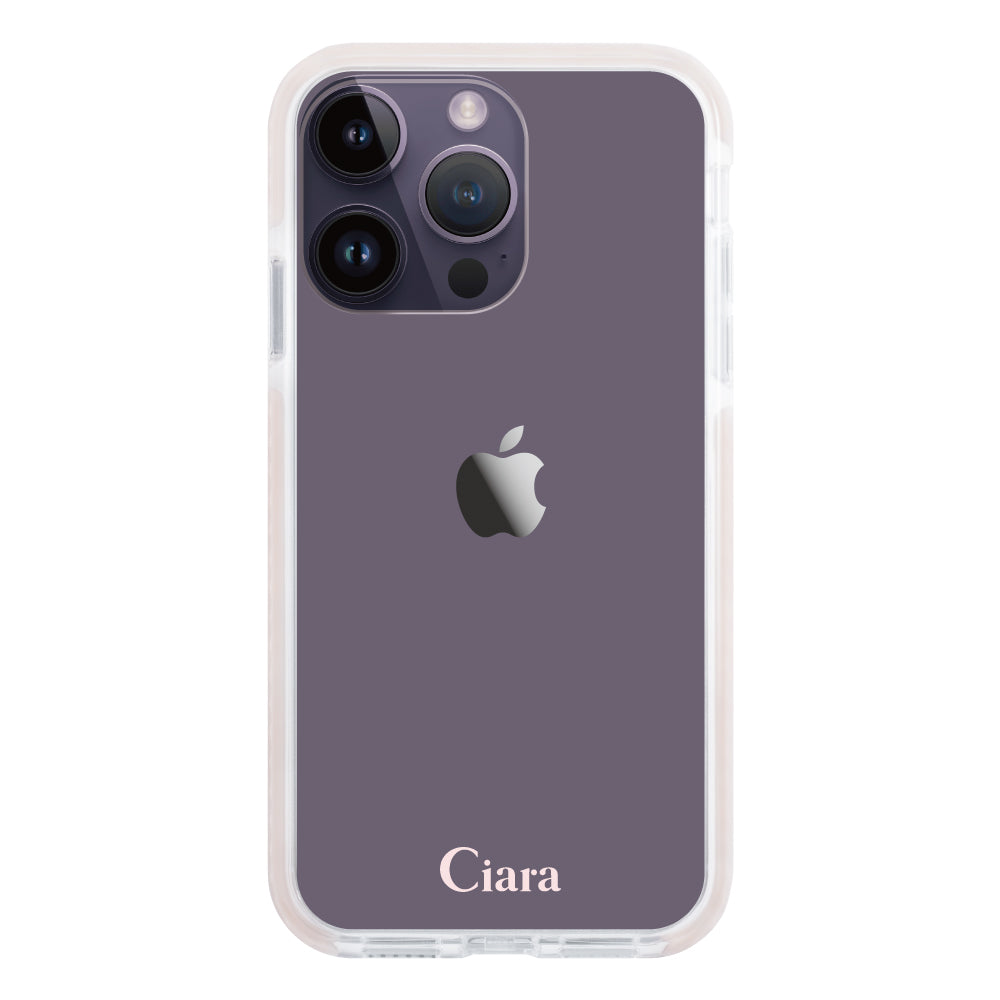 iPhone14ProMax クッションバンパー 耐衝撃クリアケース ロゴ ピンク