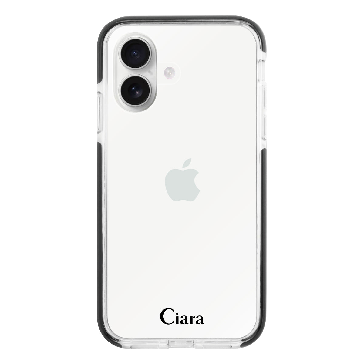 iPhone16 クッションバンパー 耐衝撃クリアTPUケース ロゴ ブラック