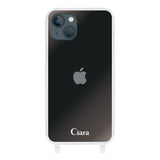 iPhone13mini ストラップクリアケース ロゴ ホワイト