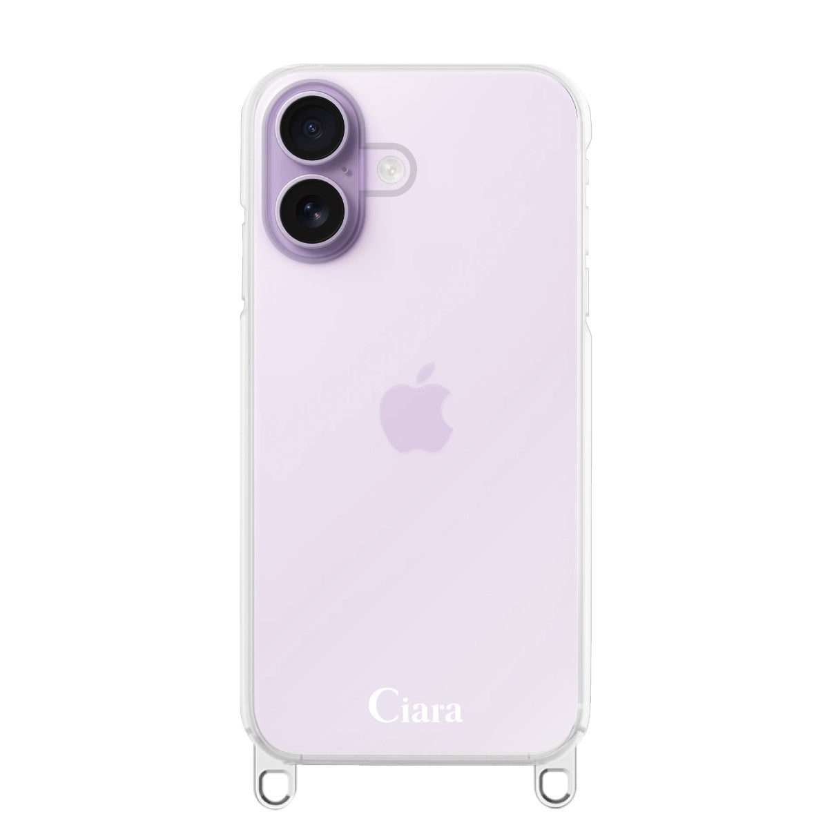 iPhone17 ストラップクリアケース ロゴ シルバー
