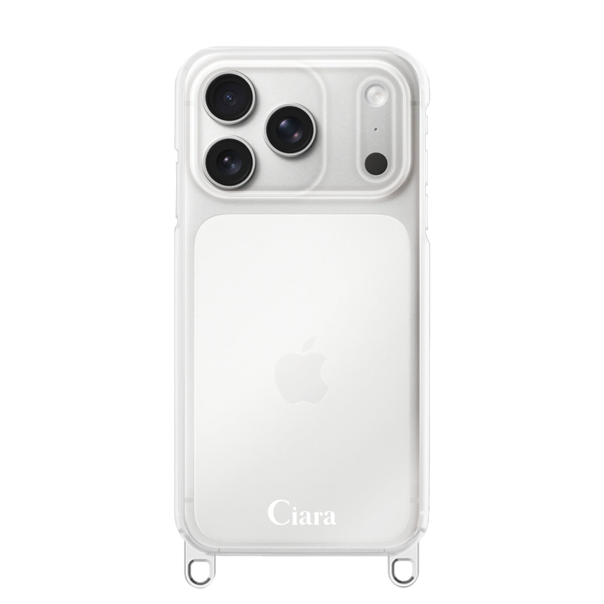 iPhone17Pro ストラップクリアケース ロゴ シルバー