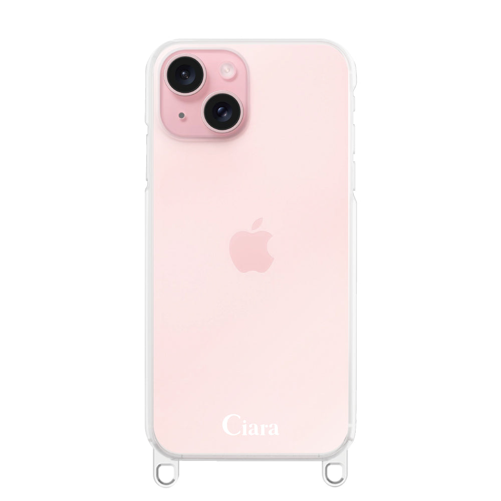 iPhone15 ストラップクリアケース ロゴ クリア