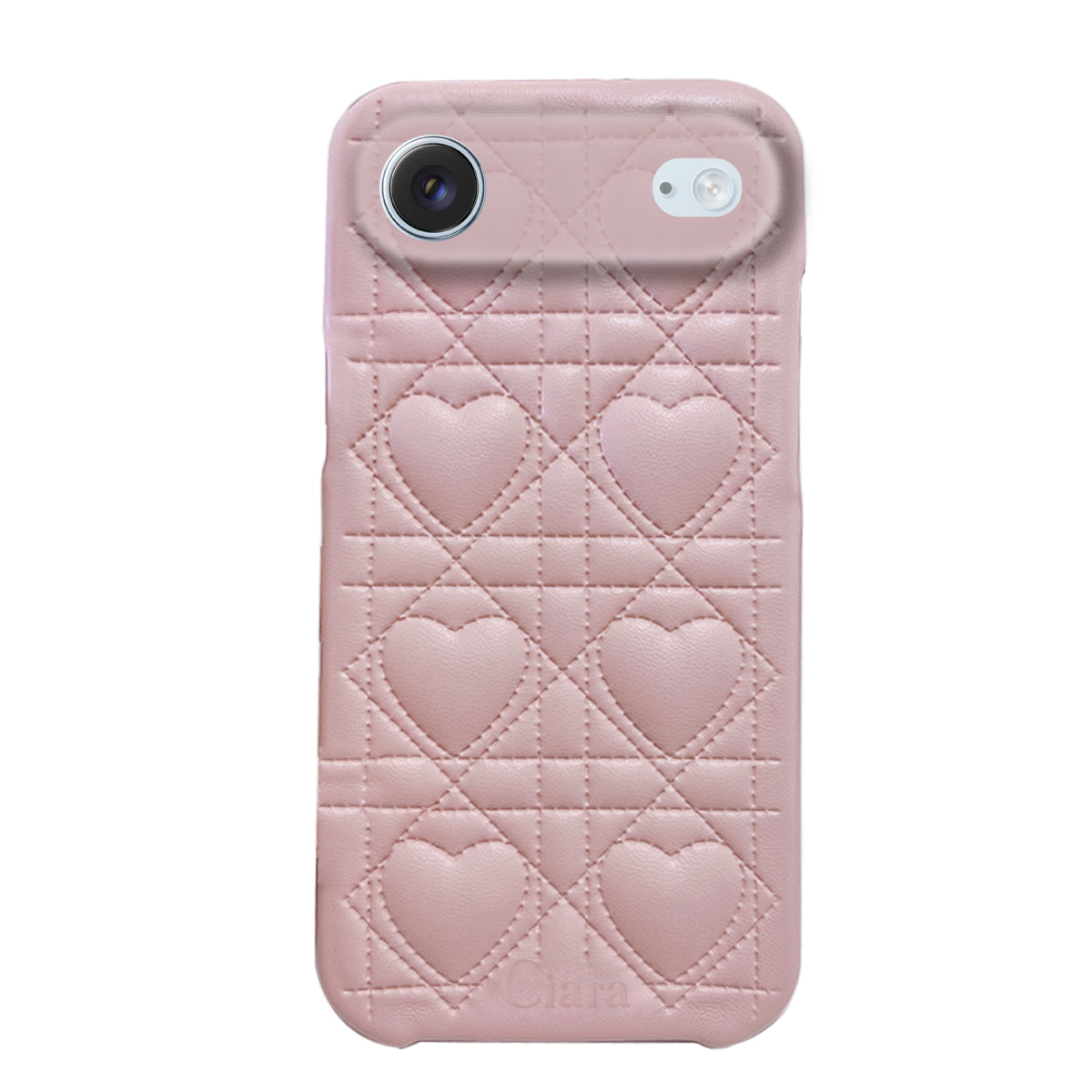 iPhoneAir ハートキルティングPU レザーケース ロゴ ピンク