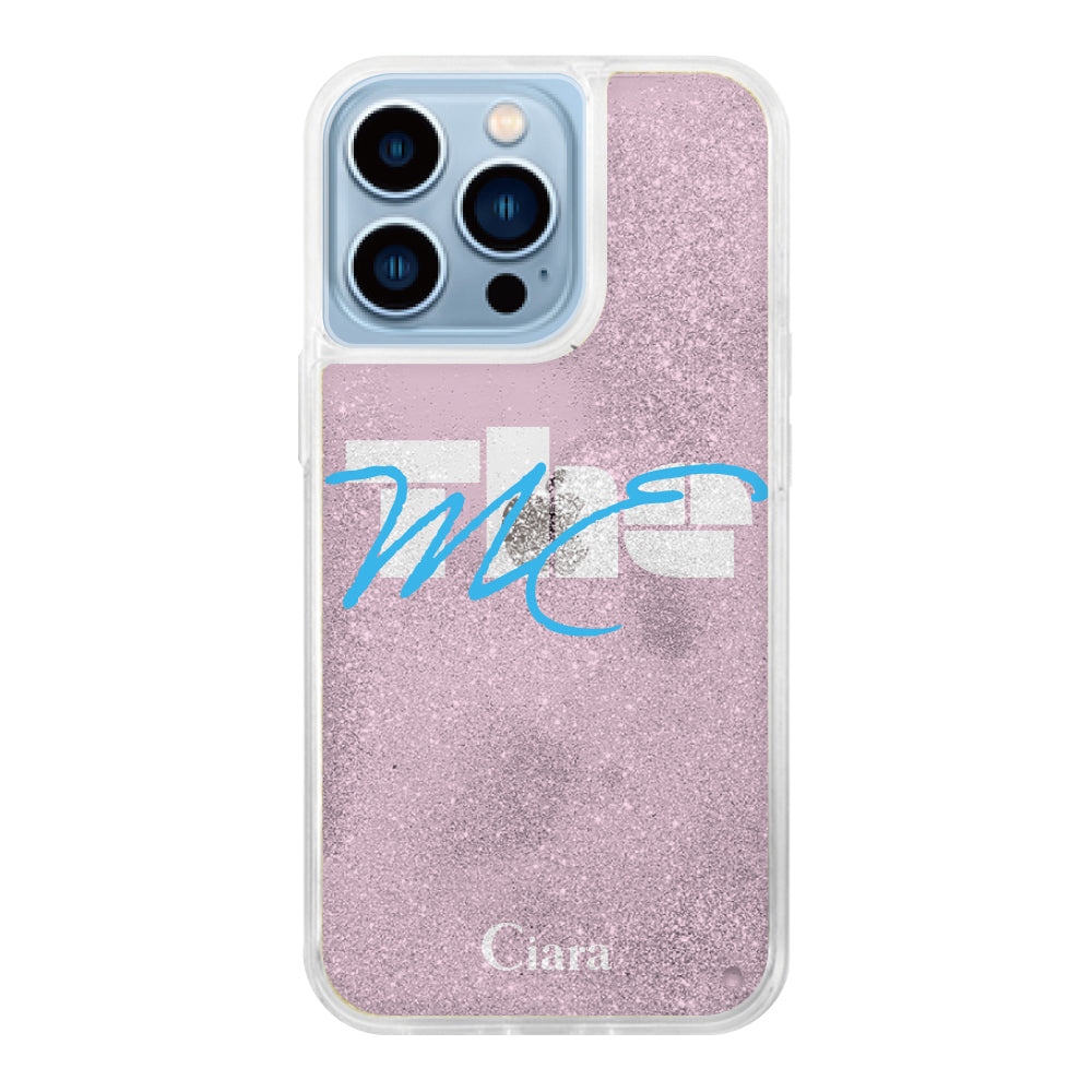 iPhone13ProMax グリッター オイルクリアケース テーマ ピンク