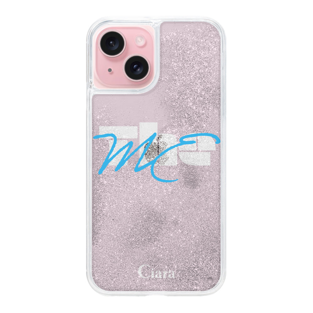 iPhone15 グリッター オイルクリアケース テーマ ピンク