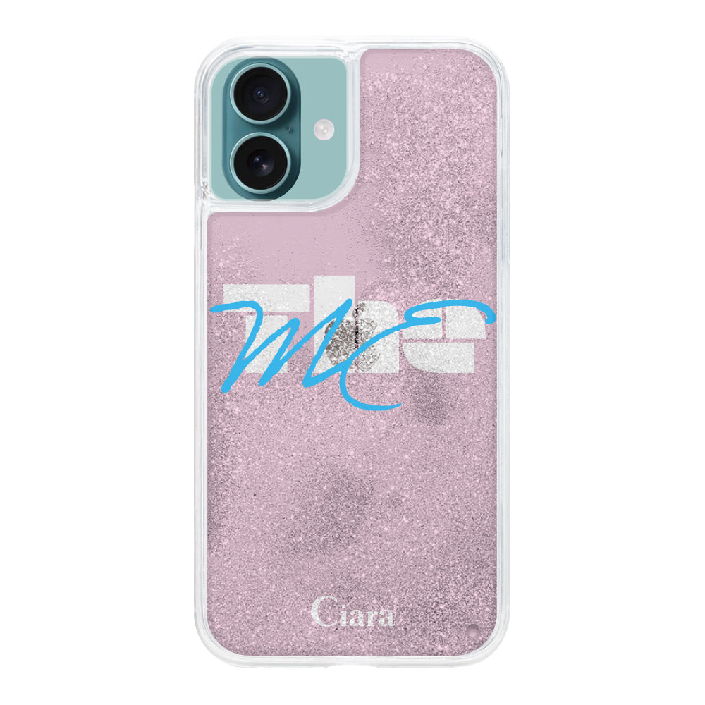 iPhone16Plus グリッター オイルクリアケース テーマ ピンク