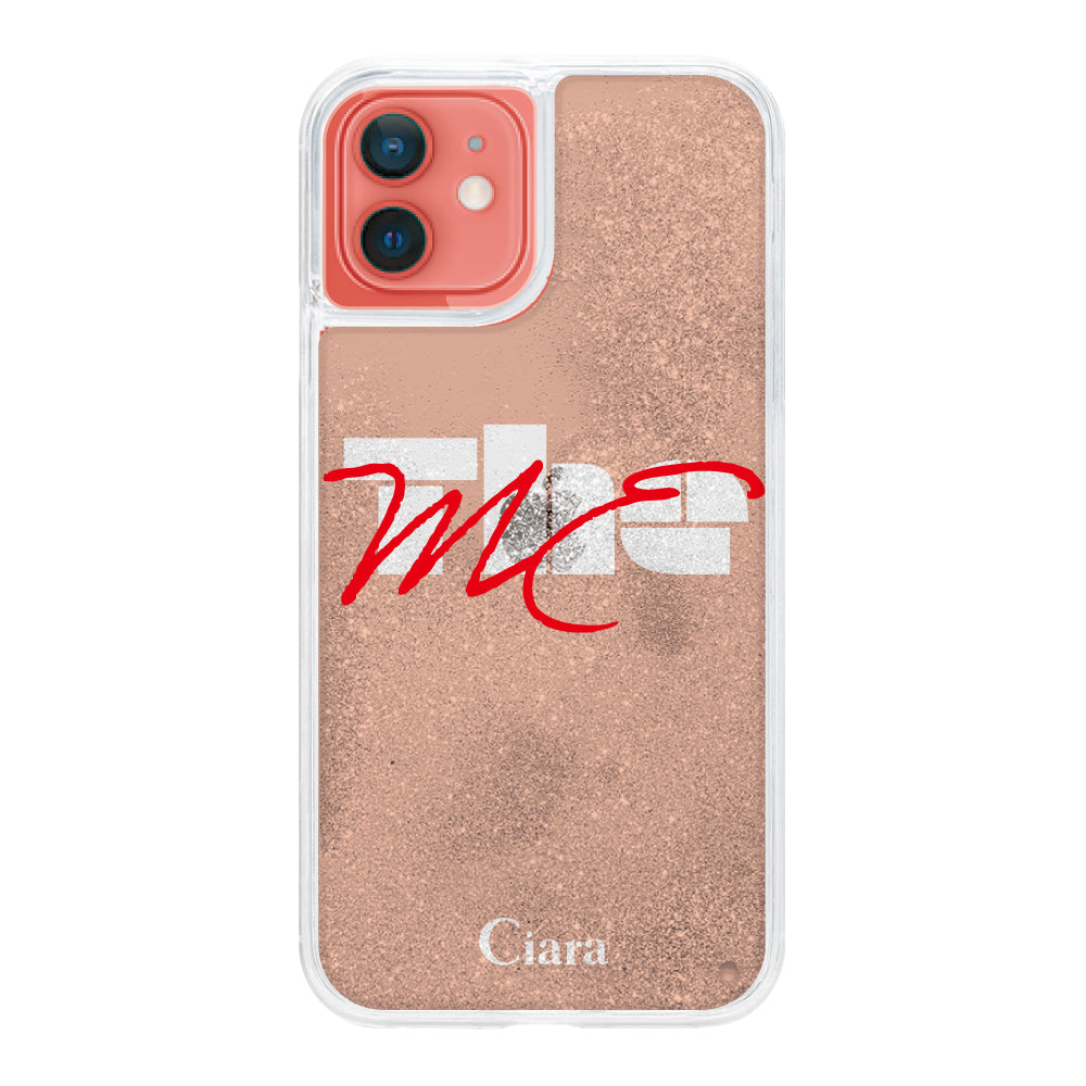 iPhone11 グリッター オイルクリアケース テーマ オレンジ
