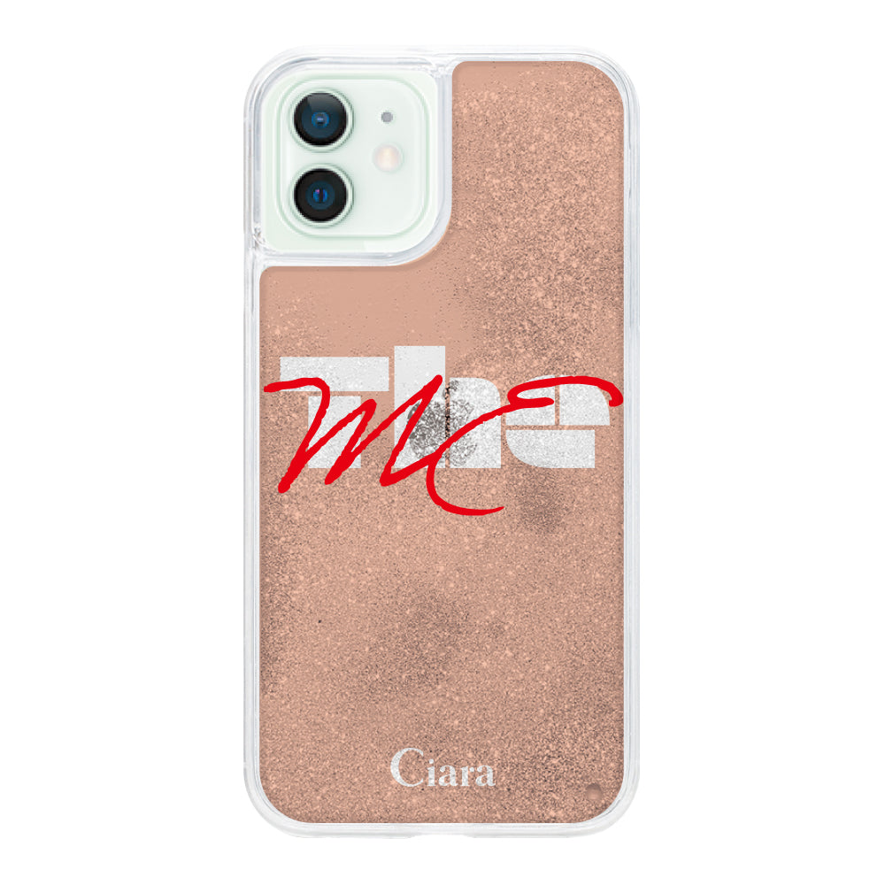 iPhone12mini グリッター オイルクリアケース テーマ オレンジ