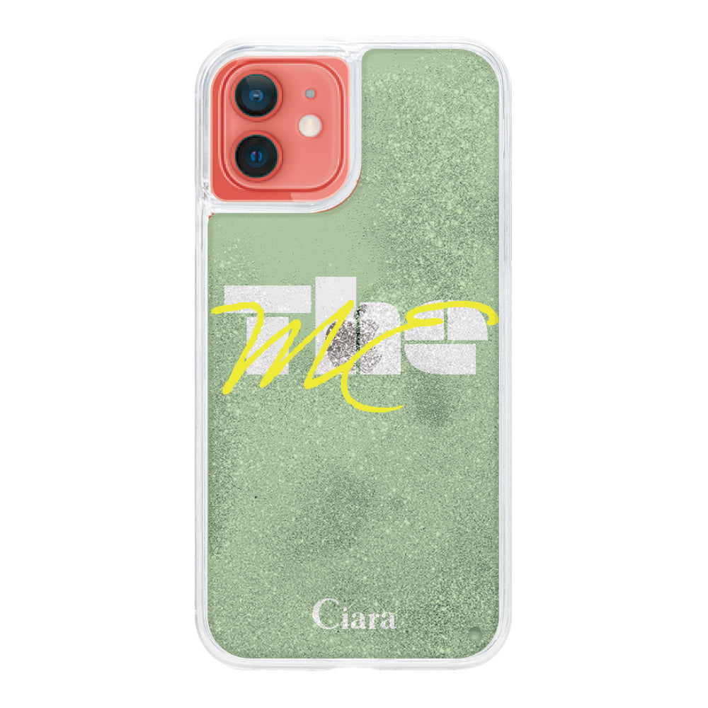 iPhone11 グリッター オイルクリアケース テーマ グリーン