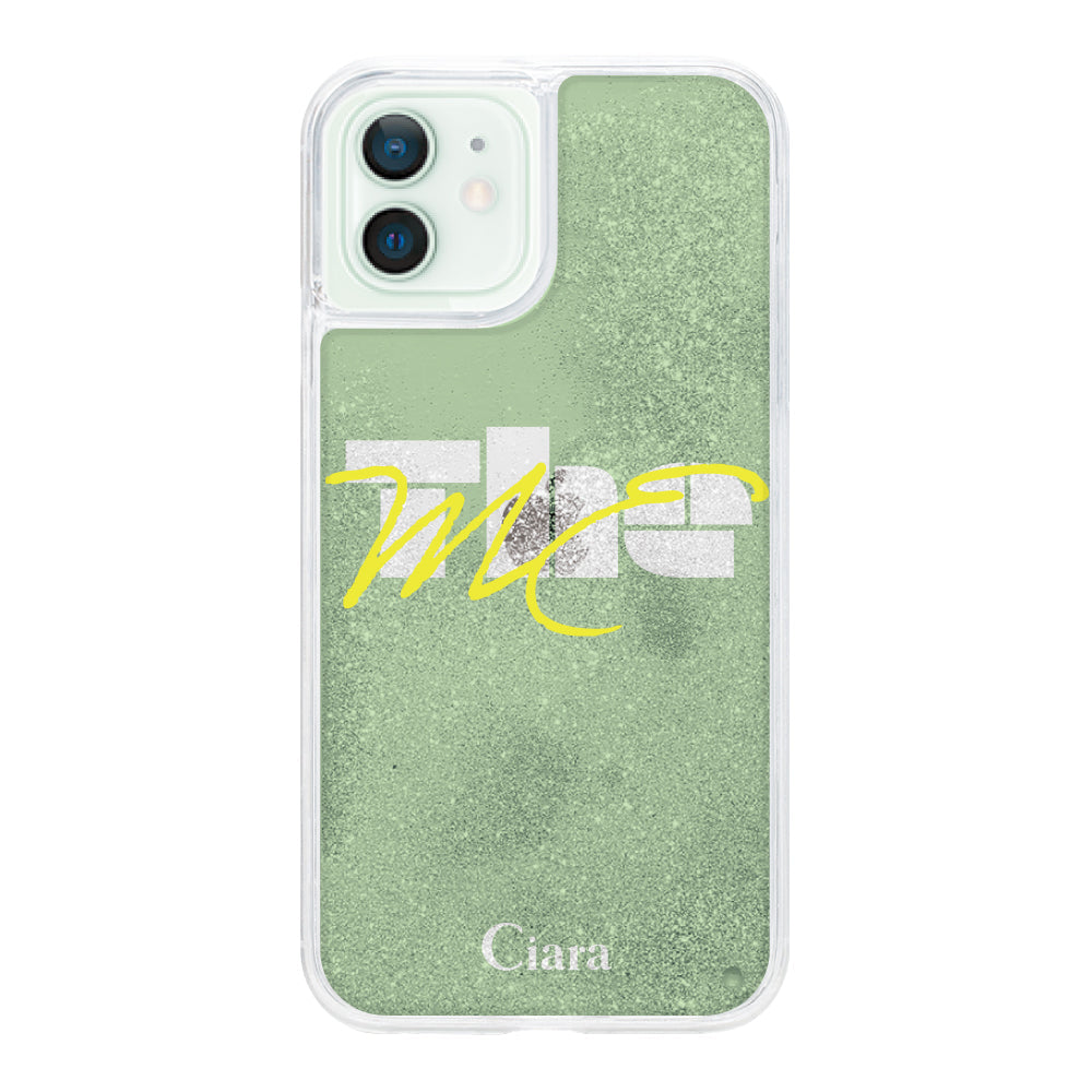 iPhone12mini グリッター オイルクリアケース テーマ グリーン