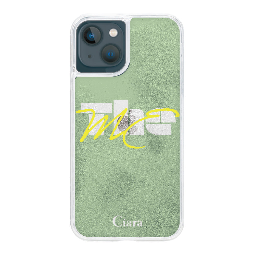 iPhone13mini グリッター オイルクリアケース テーマ グリーン