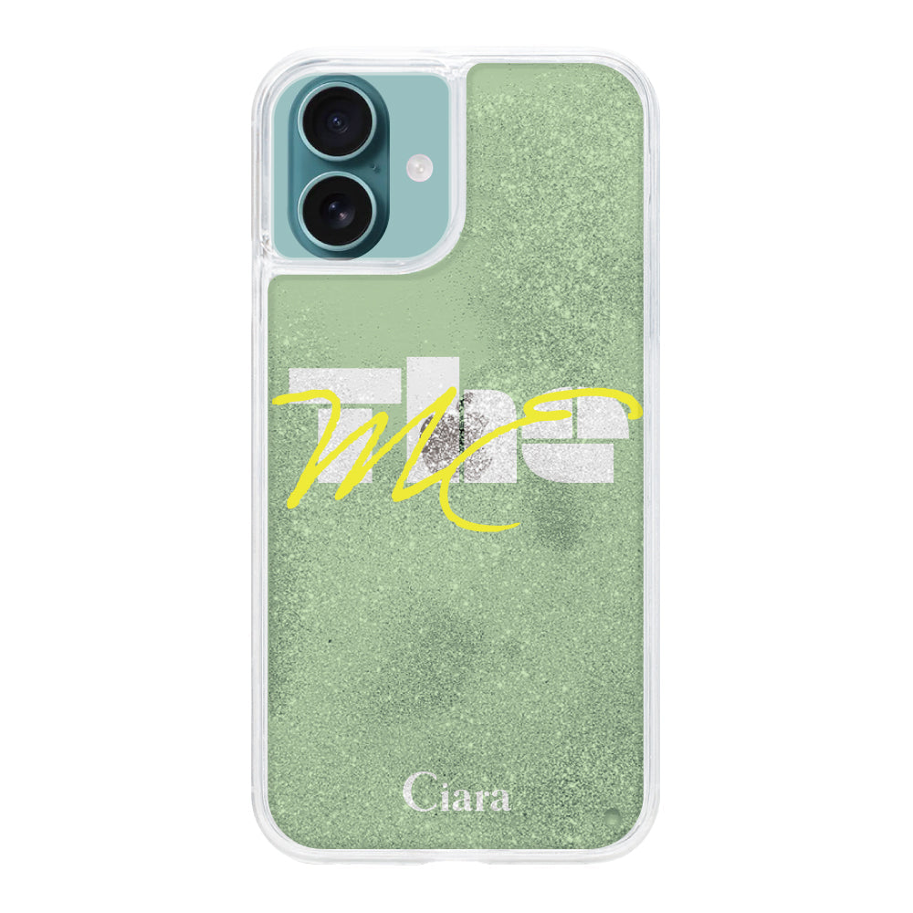 iPhone16Plus グリッター オイルクリアケース テーマ グリーン