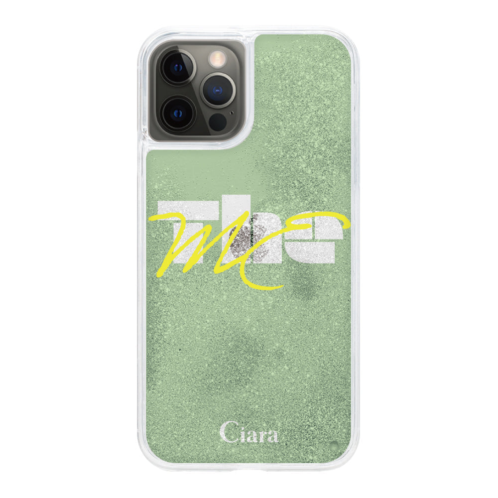 iPhoneX/XS グリッター オイルクリアケース テーマ グリーン