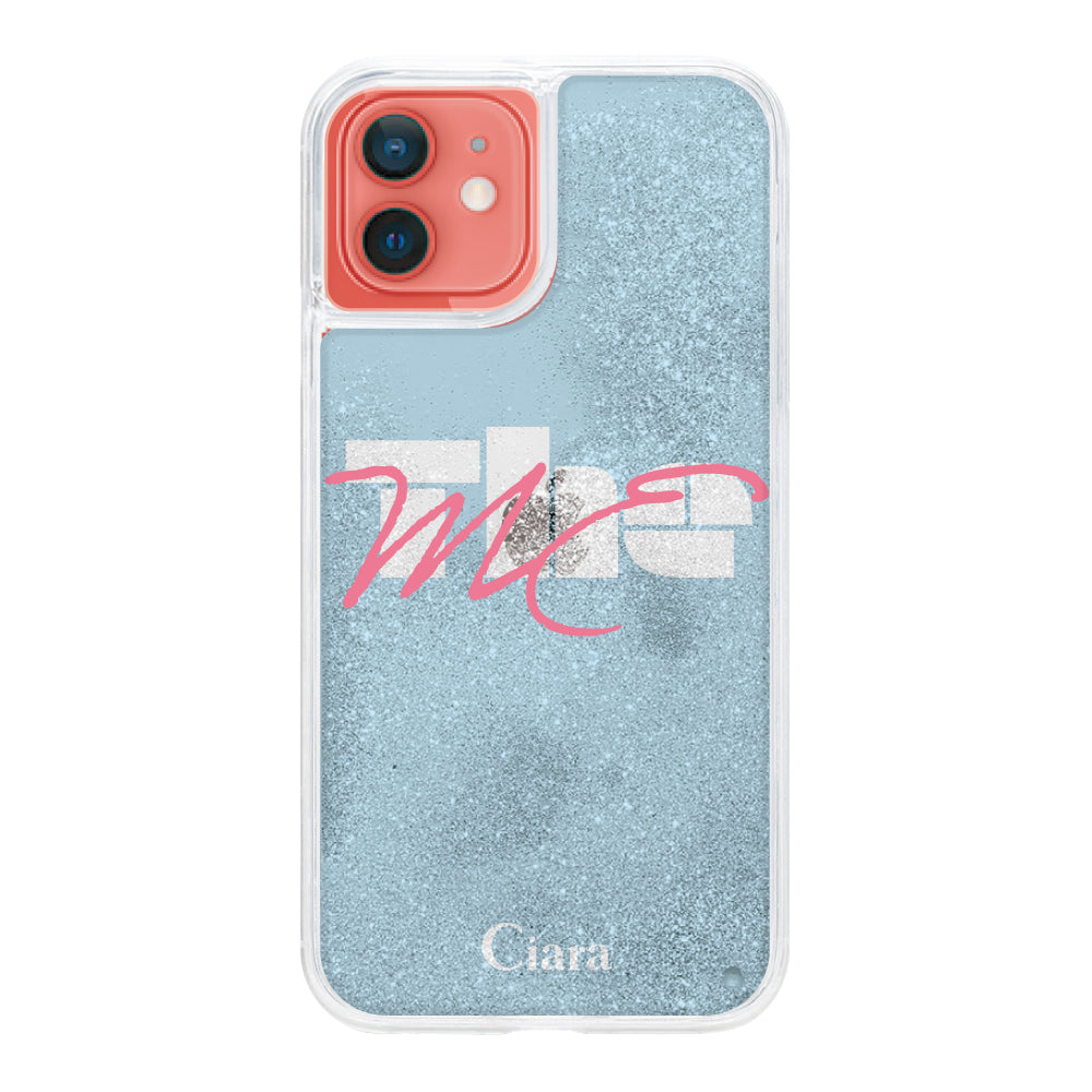 iPhone11 グリッター オイルクリアケース テーマ ブルー