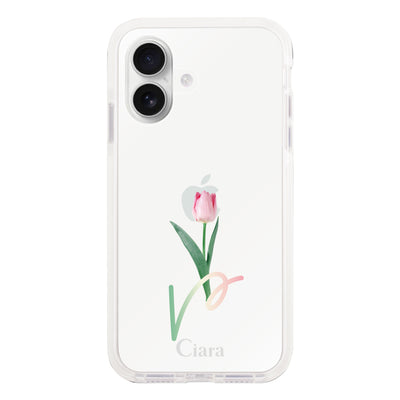 iPhoneケース クッションバンパー 耐衝撃クリアケース チューリップ