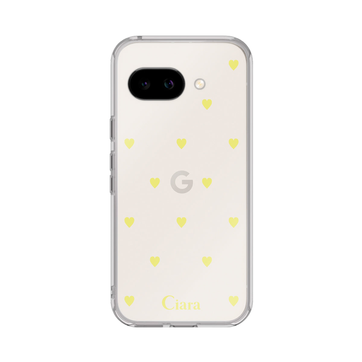 GooglePixel9a クリアケース カラーハート イエロー