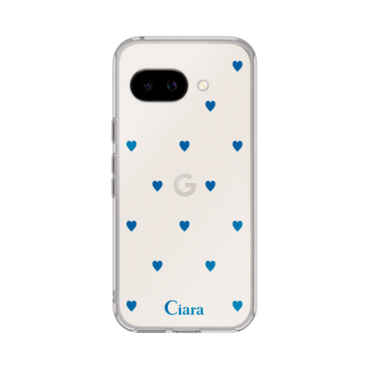 GooglePixel9a クリアケース カラーハート ブルー